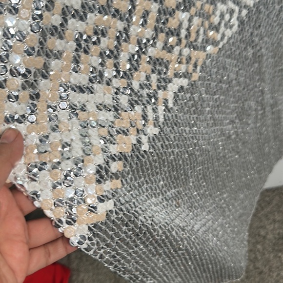 Cache white sliver and nud sequins halter maxi dress size 6 - Picture 8 of 16